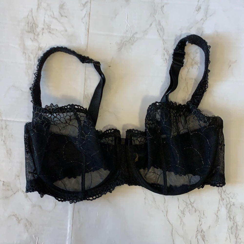 Chantelle Black Sheer Demi Cup Bra 32DDD